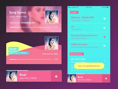 Juqe -- UI Refresh album bright color interaction interface jukebox music player playlist spotify ui ux visual design