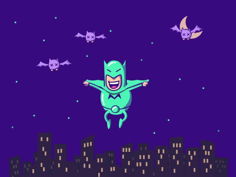 Batfiesta after effects animation character illustration vector