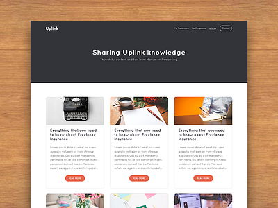 UpLink Website articles blog clean flat gotham rounded grid layout orange post ui web webpage