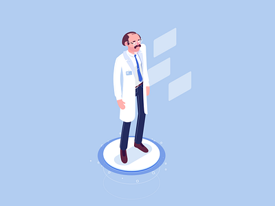 Scientist character isometric man rboy rocketboy science scientist work