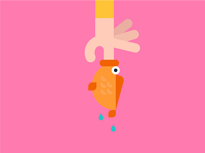 Gross drops finger fish orange pet pink suck yellow