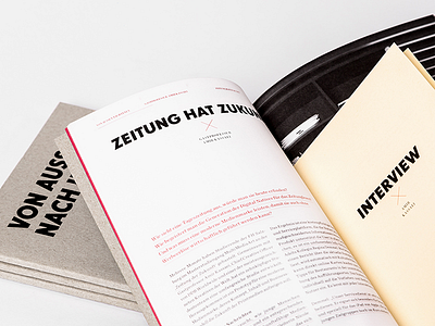 Von Aussen Nach Innen black foil editorial greyboard print type