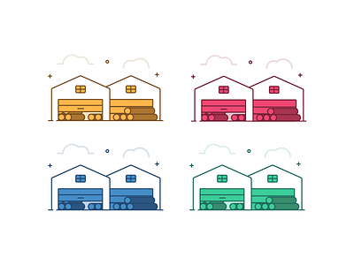 Icon Colors Exploration color drawing icon illustration lumber monotone outline storehouse vector warehouse wood