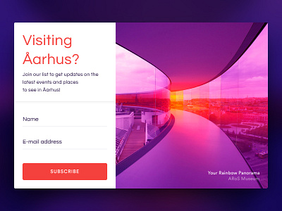 Daily UI #001 aarhus aros daily ui form museum newsletter panorama rainbow subscribe travel Århus