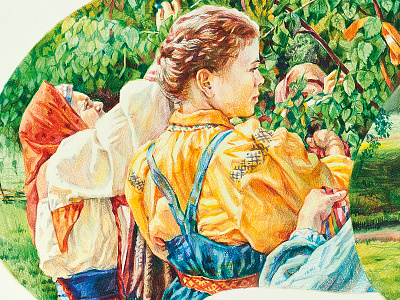 Young girl illustrations pencils
