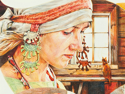window illustrations pencils