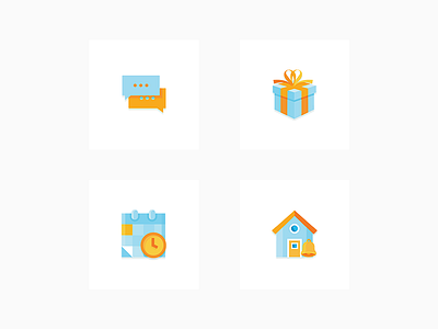 Icon Set calendar icon communication icon flat design icon notification icon pixel perfect present icon real estate