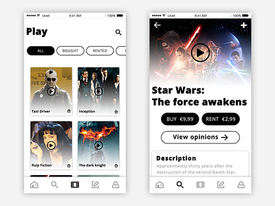 Moviee! app #2 - UI app complexion reduction minimal minimal design movie movie app ui ui design ux