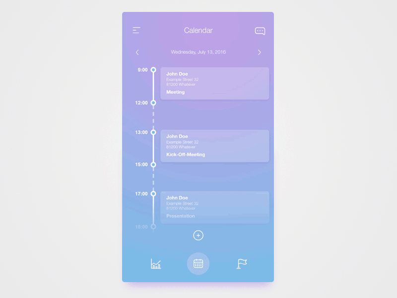 Mobile Menu Animation animation blue burger calendar clean light menu microanimation mobile purple smooth user experience