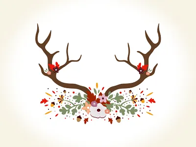 Floral Antlers acorn antler fall floral flower wedding