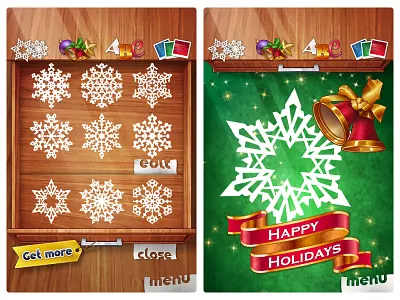 Papersnow2 Create app badge bell christmass design drawer paper snow snowflake ui vector wood