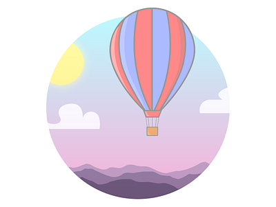 Hot-air Balloon aerostat air balloon clouds cute fly gradient hot icon illustration sky sunset