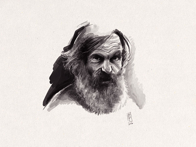 Oldman Portrait black drawing ink oldman sketch