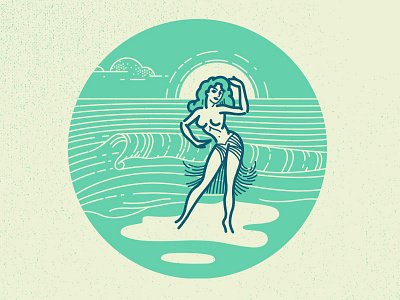 Hula Girl beach hawaii hula hula girl line art sea summer wave