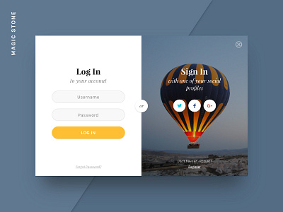 Magic Stone: Log In login sign in sketch social ui ui kit user interface