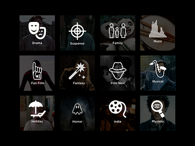 Concept Design - Genre Icon Set 1 app cast detail imdb metacritic movie rating spotify tomatoes trailer tv watchlist