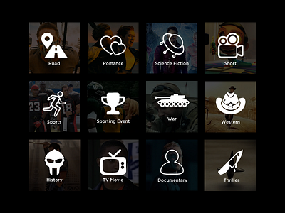 Concept Design - Genre Icon Set 2 app cast detail imdb metacritic movie rating spotify tomatoes trailer tv watchlist