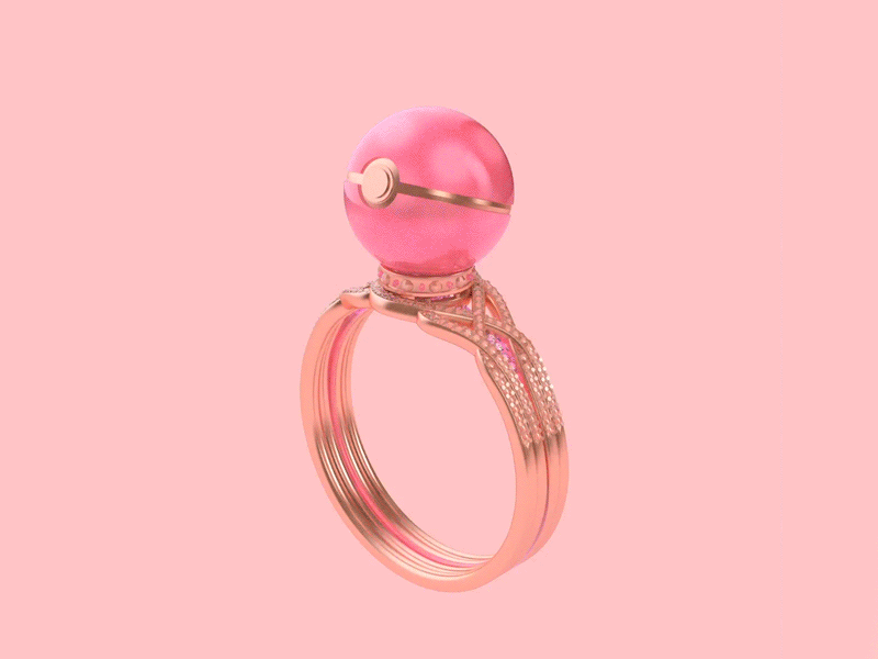 I choose you 3d abstract cinema 4d gif gold loop love minimal pastel pokeball pokemon pokemon go