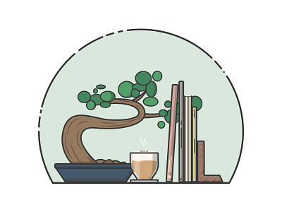 盆栽 bonsaï bonzaï book cappuccino coffee home japanese tree zen