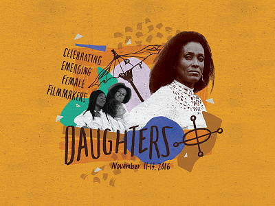 Daughters Collage II coastal collage daughters feminism festival film hand drawn mixed media paper shapes south carolina typography