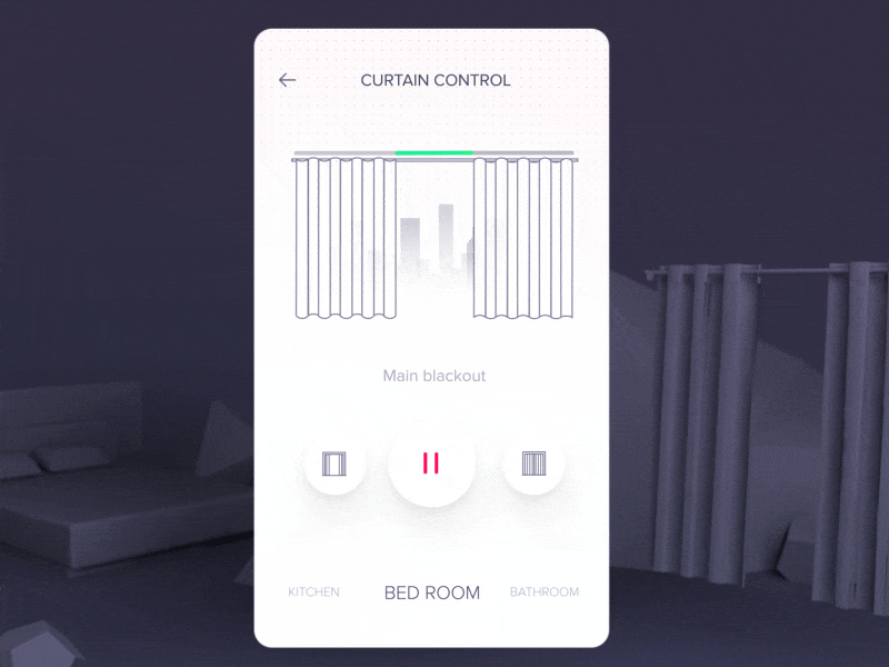 Smarthome app - Curtain Control Screen automation gif interaction mobile ui smart home ui vietnam