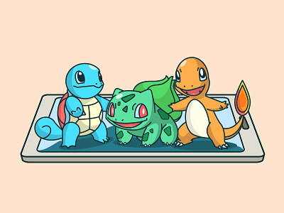 Pokemon! bulbasaur charmander illustration pokemon squirrel