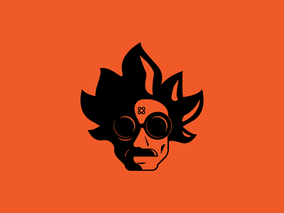 Mad black brewery icon logo mad scientist orange science