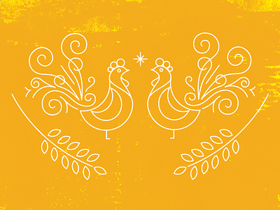 Early Riser hay illustration illustrator lines put a bird on it reflection rooster rustic sun year of the rooster