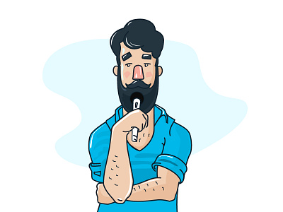 Speaker cartoon character draw flat illustration man microphone