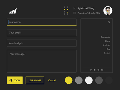 Revised Style Guide for the Mizko Re-brand black clean color colour grey minimal scheme style guide white yellow