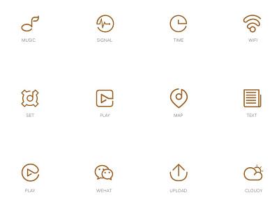 Icon cloudy icon lineicon map music play signal time ui upload wehat wifi