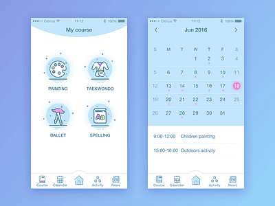 Course & Calendar app blue children clean education filled outline