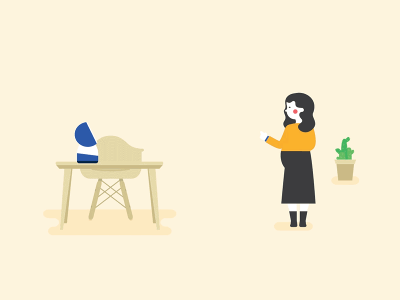 The Future Home flat illustrations futuristic mom pregnant smart home yellow