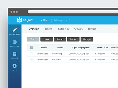 Dashboard // Caylent.com dashboard flat icons list management navigation panel table template ui web