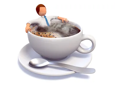 oh yes, let's do a coffee break 3d break businessman coffee rendering
