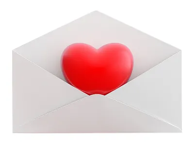 Love Heart in envelope 3d envelope heart letter love post rendering