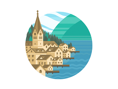 Hallstatt City Illustration startup branding