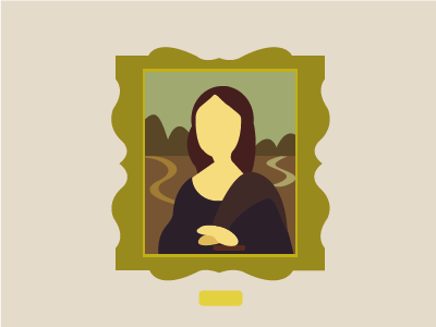 Flat Mona Lisa character colors culture da vinci digital famous flat frame icon minimal mona lisa museum old painting person portrait ui vintage wall