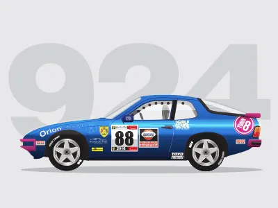 Porsche 924 car illustrator porsche racing vector