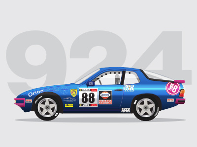 Porsche 924 car illustrator porsche racing vector