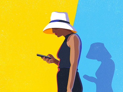 Sunny Day lighting mobile primary colors shadow sun hat yellow