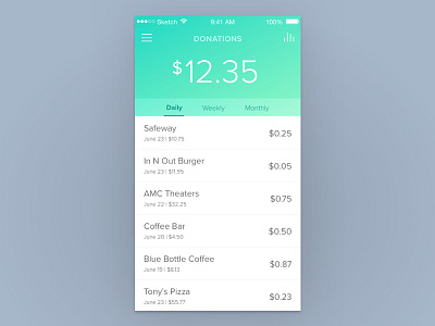 Spare Change app finance mobile money ui