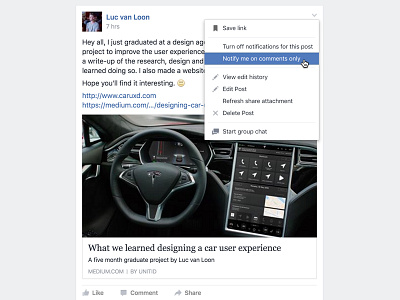 Facebook, notify me on comments only comments context context menu facebook fix interface likes notifications settings ui ux