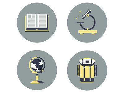 Education Icons 01 backpack books colors education globe icons microscope school