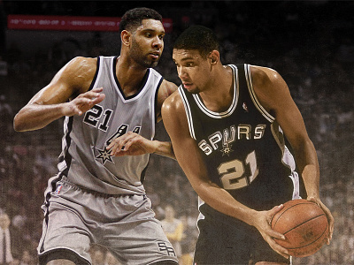 Tim vs Duncan basketball digital art duncan illustration nba photoshop retouching tim