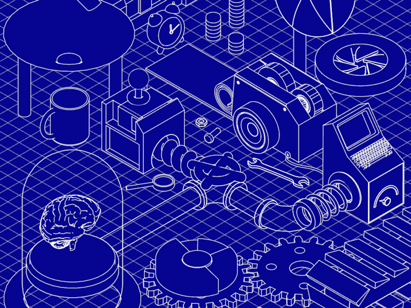 Blueprint animation blueprint industrial isometric loop machine planning strategy technical