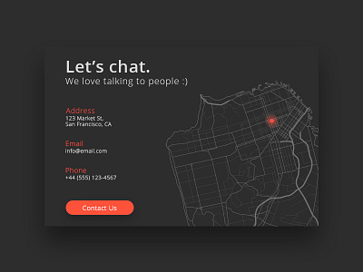 Day 47 - Contact Card about card contact dark flat francisco info interface location map san ui