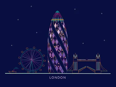 London Gherkin architecture city cityscape gherkin illustration london london bridge london eye thames vector