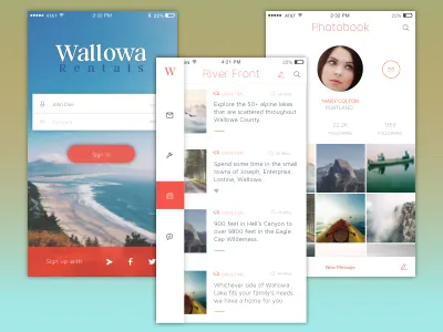 Rental Application material design menu photobook rental application