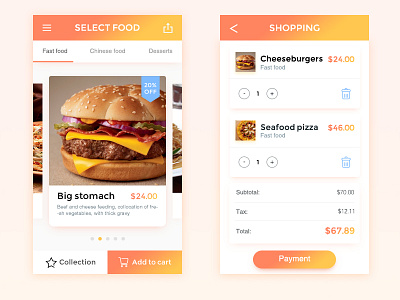 Fast Food app fast food hamburger shopping ui